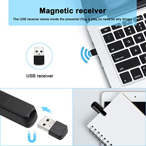 KTPYRP Wireless Presenter, Hyperlink Presentation Clicker Remote Control Pointer with Clip and USB Receiver for Presentation Teaching and Meeting (Black)