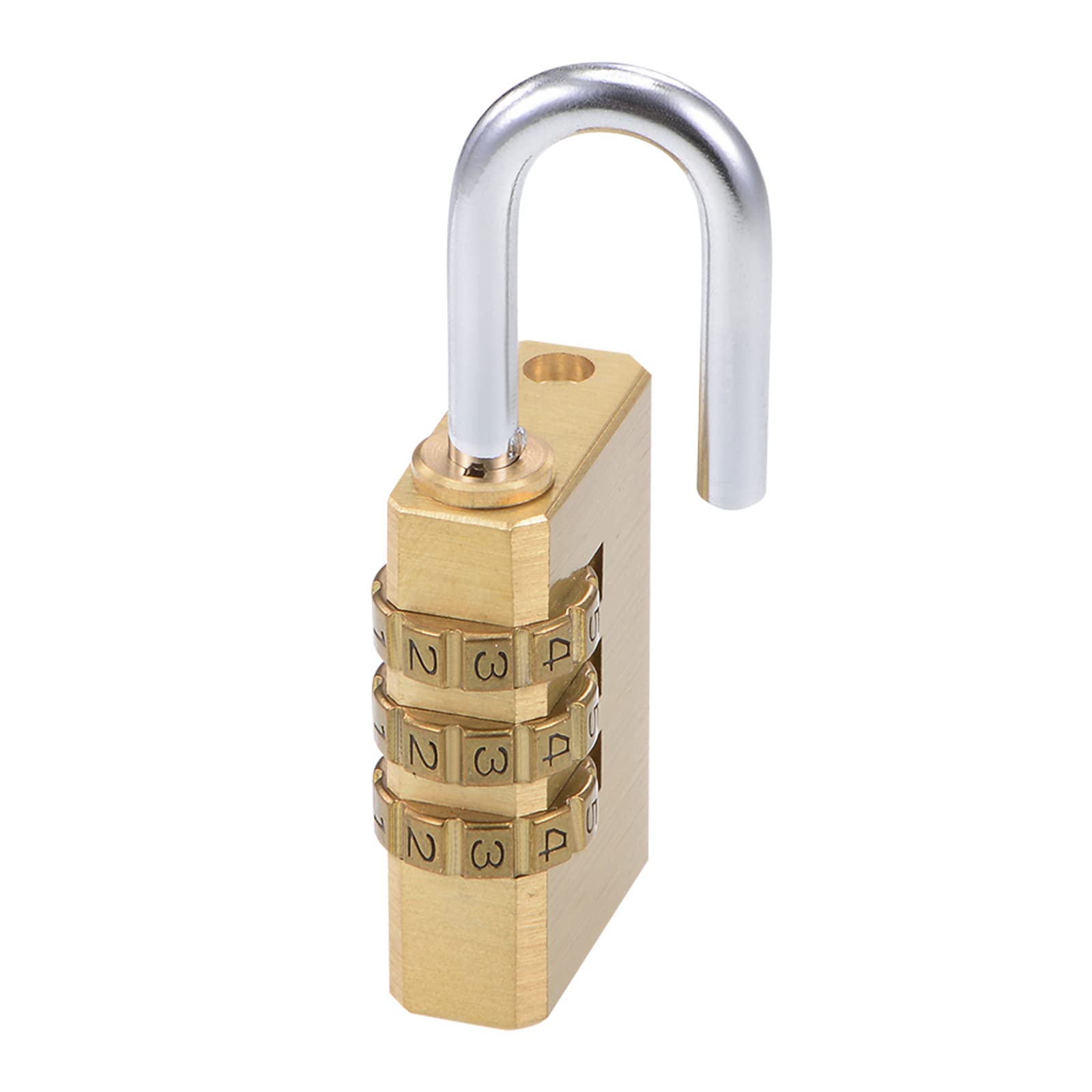M METERXITY Combination Password Padlocks - Outdoor Resettable 3 Digit Secret Code Lock, Apply to Gate/Gym/Toolbag Use (72x28x12.5mm, Brass Tone)