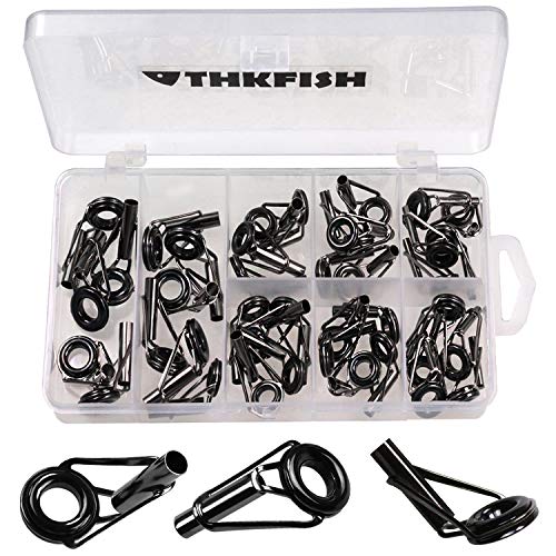 THKFISH Saltwater Rod Tip Repair Kit Heavy Duty Rod Repair Kit Stainless Steel Ceramics Fishing Rod Replacement Tips 40pcs