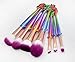 Affei 7Pcs Mermaid MakeUp Brushes Set Eyebrow Eyeliner Blush Foudation Cosmetic Tools (Colorful)
