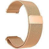 RuenTech 22mm Strap for Fossil Q Wander Replacement Bands, Metal Milanese Loop Bands for Fossil Q Wander Gen 2 Touchscreen Smartwatch (Rose Gold)