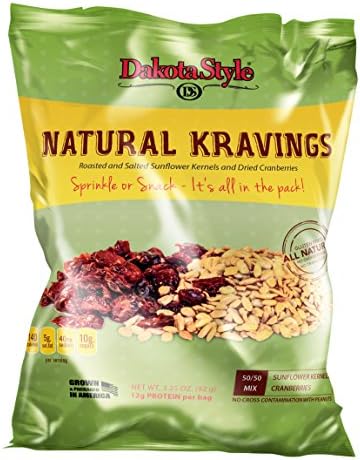Dakota Style Roasted & Salted Sunflower Natural Kernels combined with Dried Cranberries, 3.25 Ounce (Pack of 12)