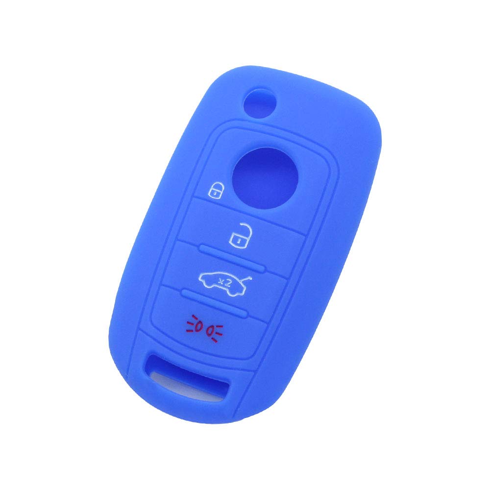 BROVACS Silicone Cover Protector Case Holder Skin Jacket Compatible with FIAT DODGE 4 Button Flip Remote Key Fob CV9262 Deep Blue