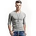 Wiekose Fitting Men Soft Stretchy Long Sleeves Athletic Muscle Cotton T Shirt (Large, Grey)