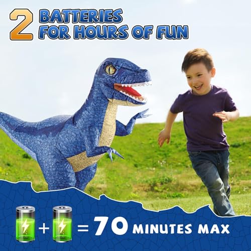 Remote Control Dinosaur Toys, Realistic Electric 2.4GHz Remote Control Inflatable Dinosaur Toy, with 360°Rotation, Forward & Backward, Rechargeable Walking Dinosaur Toy for Kids 3+ Gifts, Bule