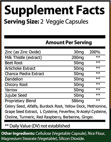 Liver Support - Cleanse Detox & Repair Formula - Detoxifier & Regenerator - 22 Herbs Support Supplement: Milk Thistle Extracts Silymarin, Beet, Artichoke, Dandelion, Chicory Root - Built By Nature