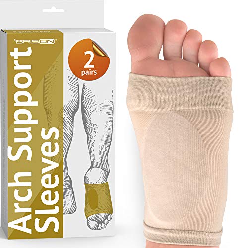 Metatarsal Compression Arch Support Sleeve - 2 Pairs - Cushioned Arch Support Soft Elastic Reusable Gel Pad Fabric Arch Socks for Flat Foot Pain Relief Plantar Fasciitis Heel Spurs - Women Men