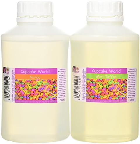 Cupcake World Intense Food Flavouring Duo Pack, Mint Toffee and Mango, 500 ml