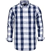 Men's Button Down Shirts Plaid Long Sleeve Dress Shirts Regular-Fit Casual Shirt