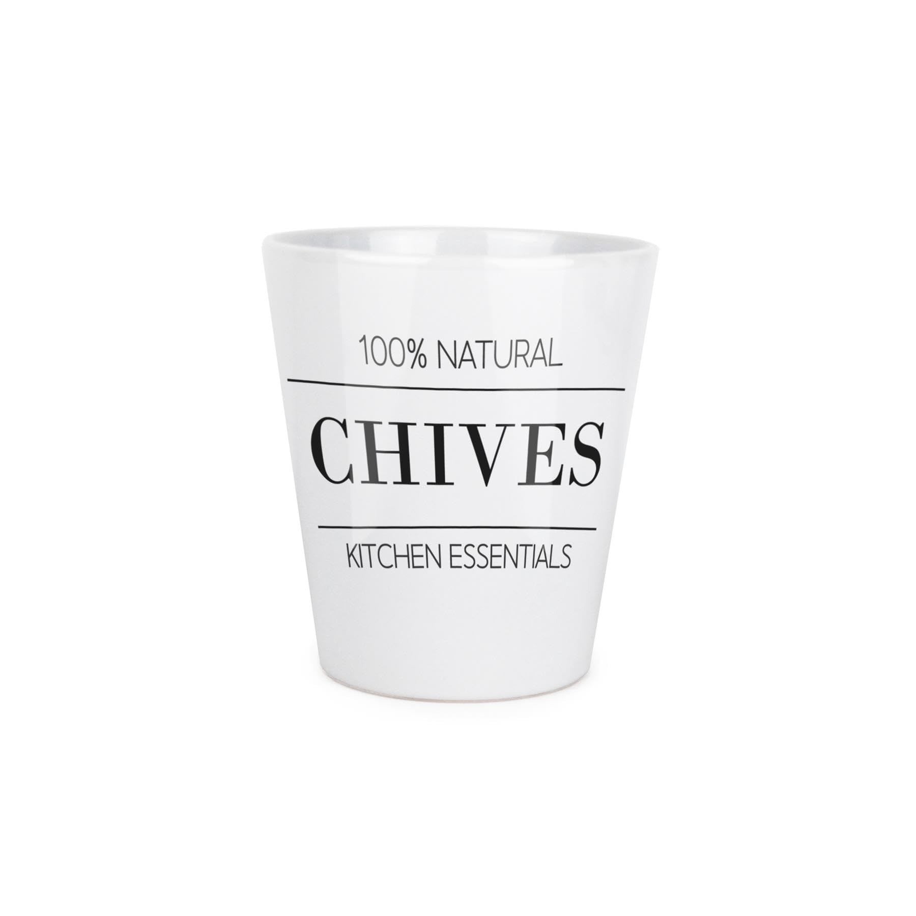 Purely Home Minimalist Chives Plant Pot - Cooking Ingredients Small Ceramic Indoor Plant Pot with Drainage Hole - Homeware Gift 9cm Diameter Flower Pot