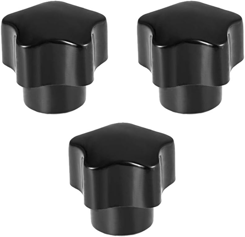 uxcell M6 Nut Thread Clamping Knob, Black Plastic 5 Star Shape Knob