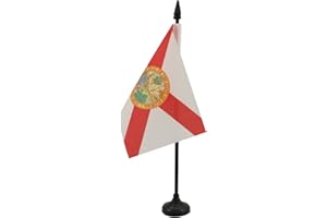 Florida Table Flag 4'' x 6'' - US state of Floride Desk Flag 15 x 10 cm - Black plastic stick and base - AZ FLAG