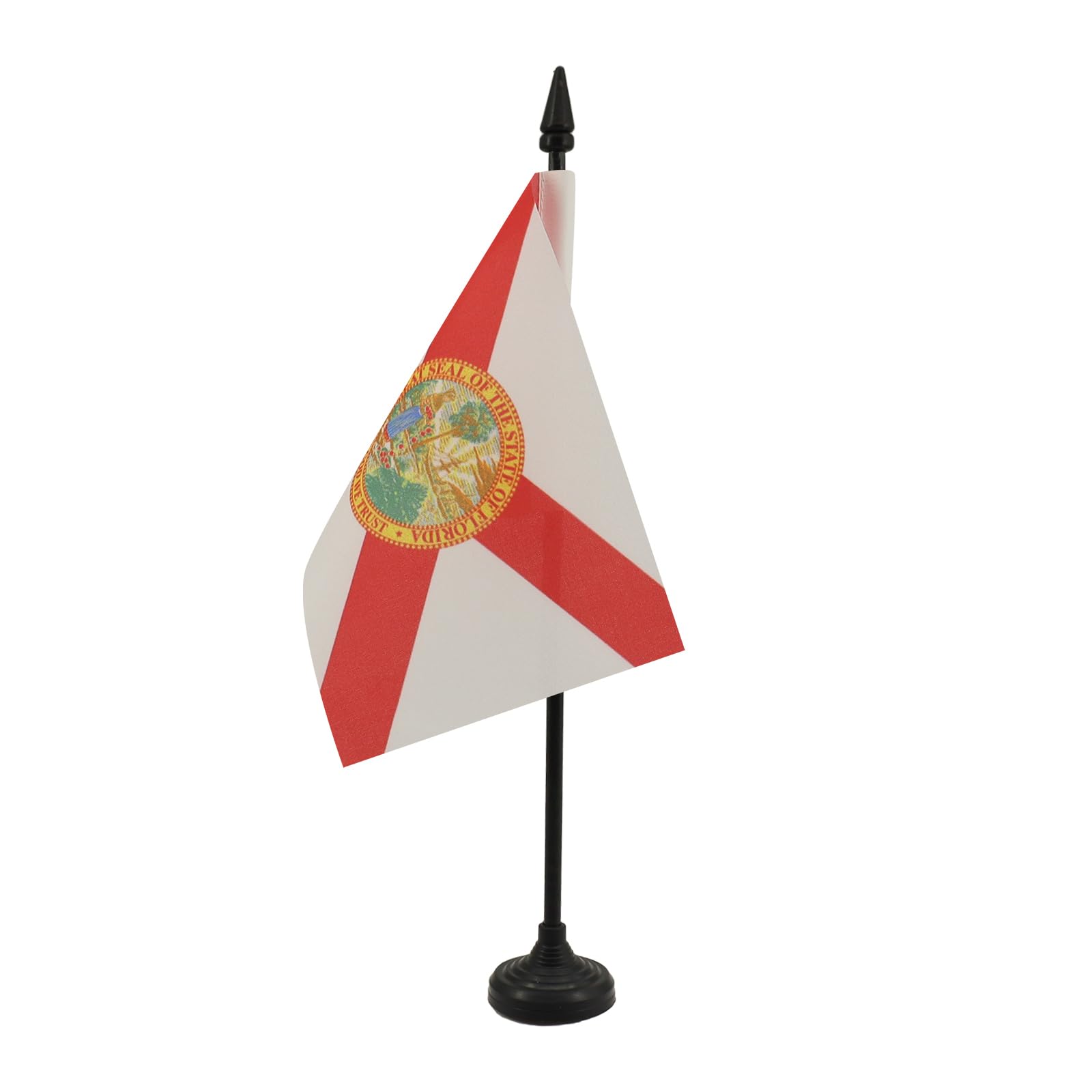 AZ FLAG - Florida Table Flag 4'' x 6'' - US state of Florida Office Mini Banner 100% Polyester 15 x 10 cm - Mini Desk Flag with 10'' Pole and Black Plastic Base