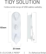 DL8 Cable Mate White Self-Adhesive USB Cable Holder Clip for Desk Car Wall view 3