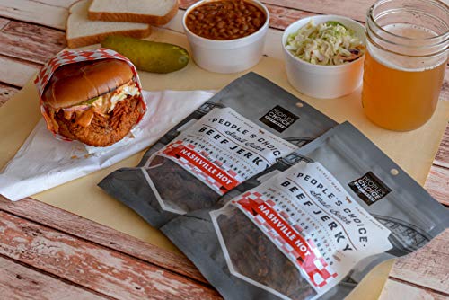 People's Choice Beef Jerky - Tasting Kitchen - Nashville Hot - Pounder of Super Spicy Jerky - Compare to World's Spiciest Heat of Carolina Reaper, Scorpion, Ghost Pepper - 1 Pound, 16 oz - 1 Bag