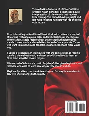 Elton John Easy Piano Tab Easy To Read Visual Sheet Music With Letters By Caligiuri Joseph Amazon Ae