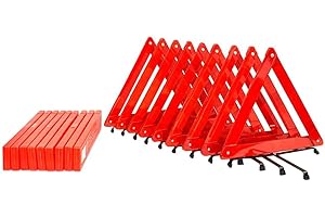 BRUFER QUALITY PRODUCTS BRUFER 9-Pack Emergency Roadside Safety Triangle with Reinforced Cross Base and Carrying Case