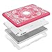 iPad Air Case, iPad A1474/A1475/A1476 Case, Hocase Shock Absorbent Hybrid Dual Layer Hard Silicone Rubber Protective Case with Cute Floral Print for iPad Air 1st Generation (2013) - Hot Pink / Grey