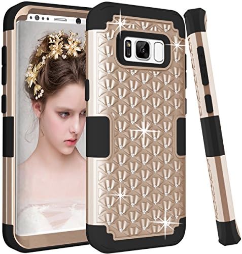Samsung Galaxy S8 Case,Galaxy S8 Case Darmor Shop 3in1 Hybrid Heavy Duty Shockproof Diamond Studded Bling Rhinestone Hard PC Soft Silicone Combo Full-Body Protective Case Cover for Galaxy S8