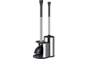 ROLEADER Toilet Plunger Bowl Brush Set: Hideaway Heavy Duty Toilet Plunger Scrubber Cleaner Holder Combo for Bathroom with Covered Caddy Hidden Elongated Discreet Apartment Toilet Plunger Brush Accessories…1