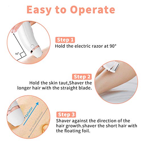 Miserwe Womens Electric Razor Painless Lady Shaver Wet & Dry Cordless Rechargeable Women's Hair Remover Body Hair Remover for Legs Bikini and Underarms with LED Display