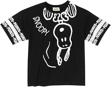 子供 女の子 Tシャツ 半袖 半袖tシャツ キッズ Peanuts ガールズ スヌーピービッグサイズtシャツ スヌーピー ブラック 1cm Tシャツ カットソー 通販 Amazon