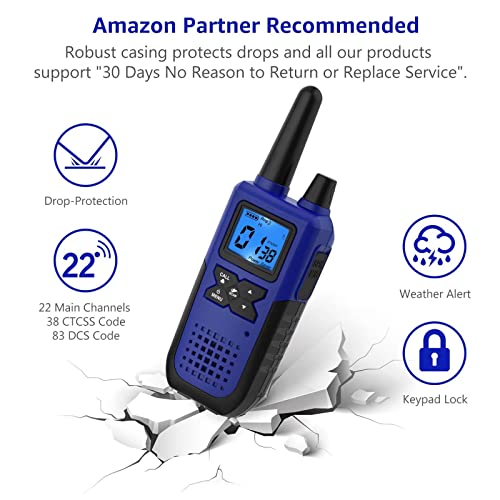 4 Long Range Walkie Talkies Rechargeable for Adults NOAA 2 Way Radios