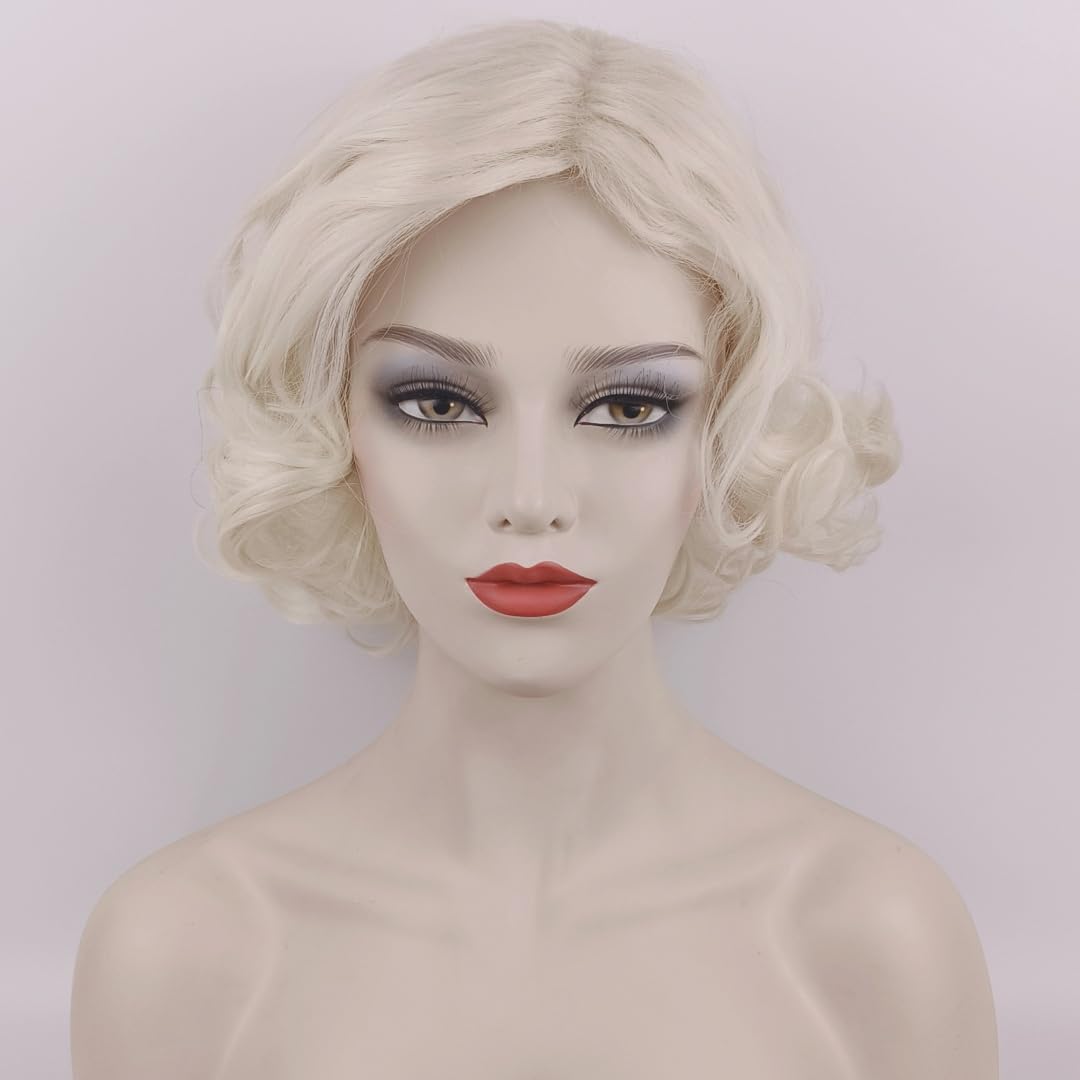 Photo 1 of SisiruKou Platinum Blonde Curly Women Short Natural Mommy Christmas Wigs Halloween Costume Cosplay Wig