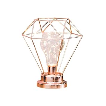 Diamond Iron Table Lamp Iron Bulb Night Light Nordic Bedside