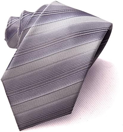 Abundance New Woven Microfiber Classic Men'S Business Tie Striped Necktie Solid Ties Multi-color (Silver White)