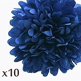 WOMHOPE 10 Pcs - 10 Inches Tissue Paper Pom Pom Flower Ball Pom-poms - Wedding Party Supplies Party Decorations Birthday Parties Baby Showers