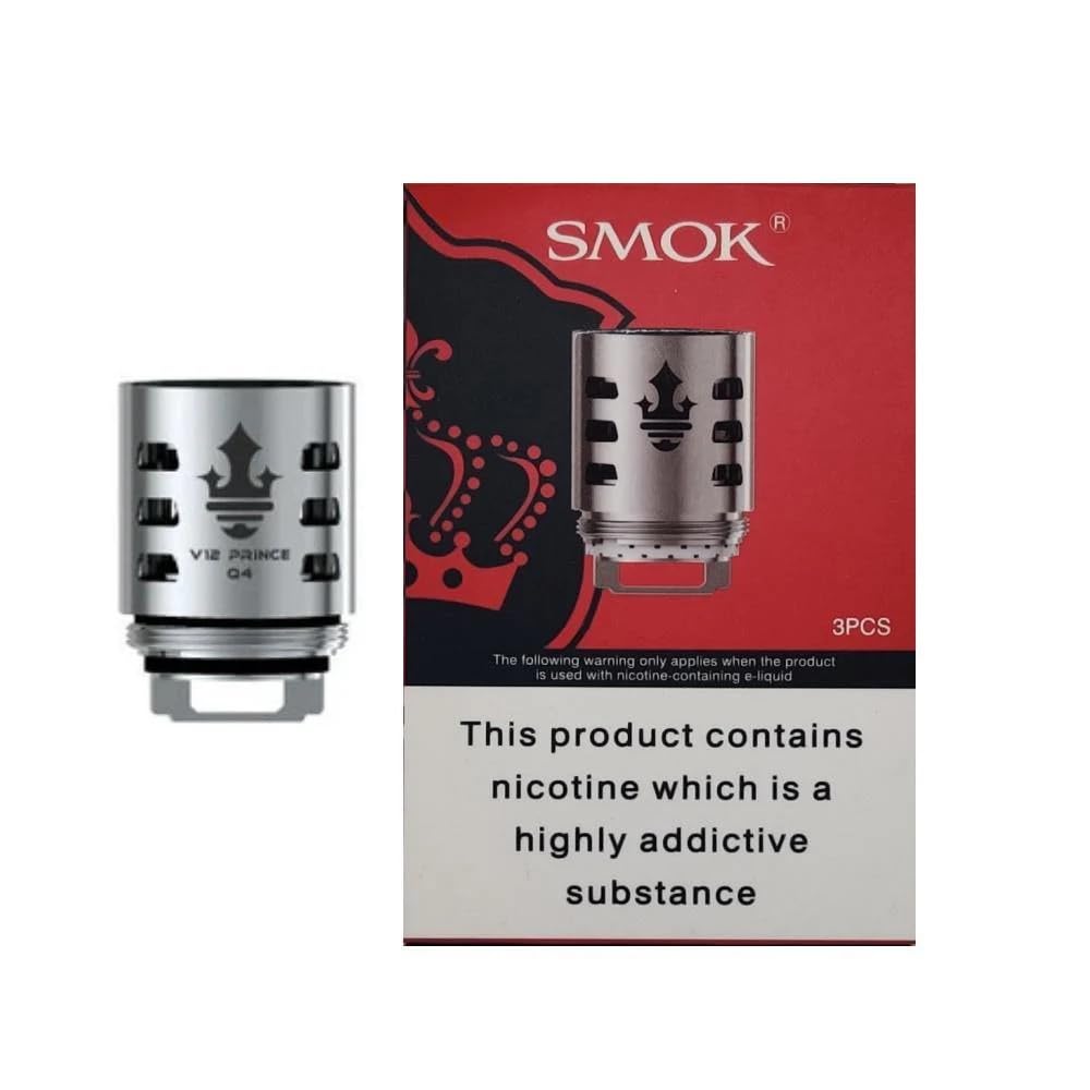 SMOK TFV12 V12 Prince Q4 V12 P-Tank Q4 0.4ohm Replacement Coil Works With X Priv Kit, TFV12 P Tank, Stick P25 Kit Pack of 3 No Nicotine