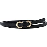 Jdlsppl Women's Skinny Belt Buckle Belt Thin For Dress Fashion Metal Buckle Holeless Faux Leather Fall Slimming