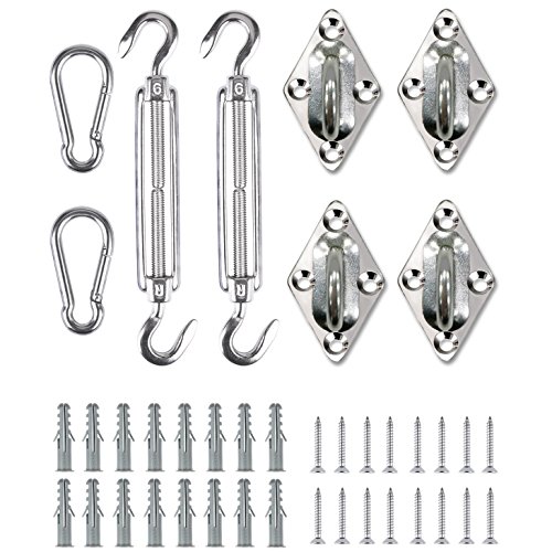 Shade&Beyond Shade Sail Hardware Kit for Rectangle and Square, 6 Inches 316 Marine Grade Sta ...