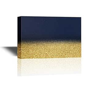 Canvas Wall Art - Color Composition Artwork with Dark Blue and Glitter Gold - Gallery Wrap Modern Home Art | Ready to Hang - 12x18 inches