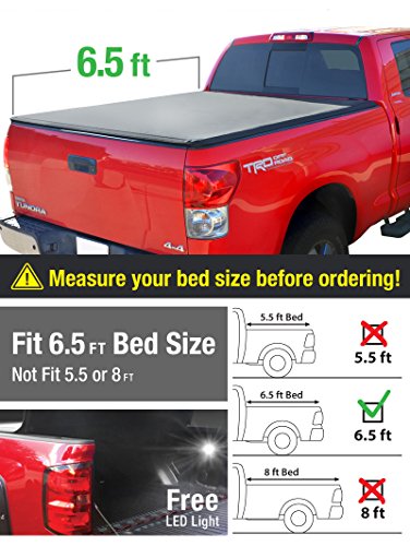 Premium TCT371033 TriFold Tonneau Truck Bed Cover For 07-13 Toyota Tundra (with/without utility track) 6.5 feet (78 inch) Trifold Truck Cargo Bed Tonno Cover (NOT For Stepside)