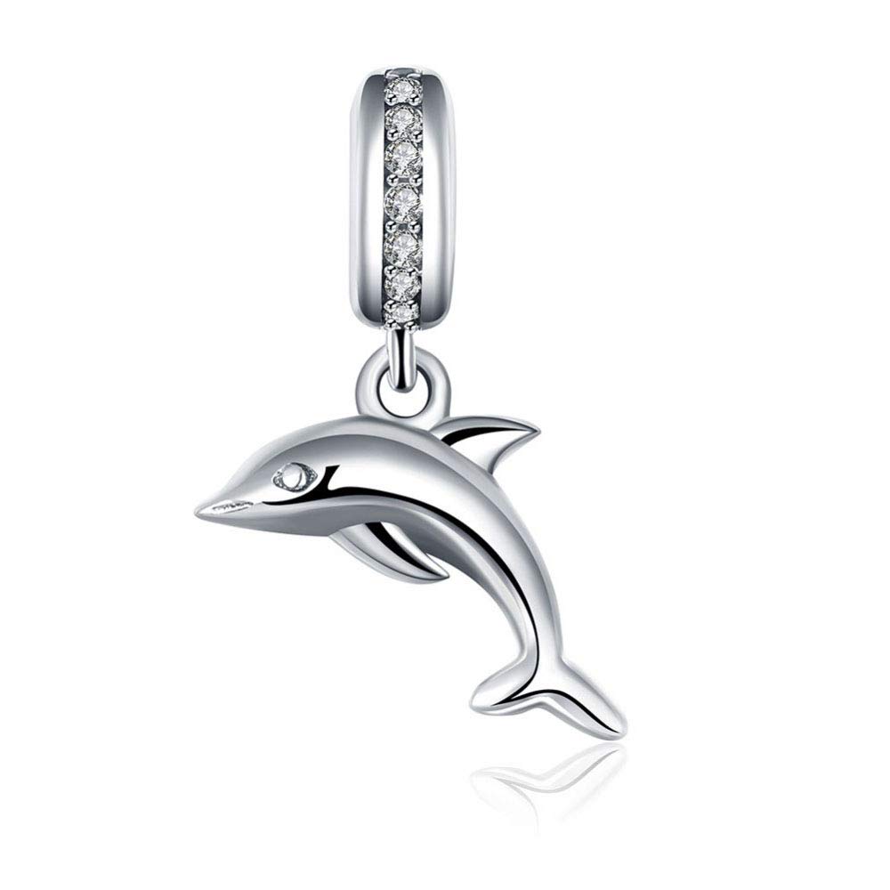 FGT Dolphin Charm for Bracelets Necklaces Pendants Sterling Silver Animal Dangle Gift for Mum Wife Best Friend Birthday Women Girls Family Granddaughter Daughter Auntie Mothers Day Valentine