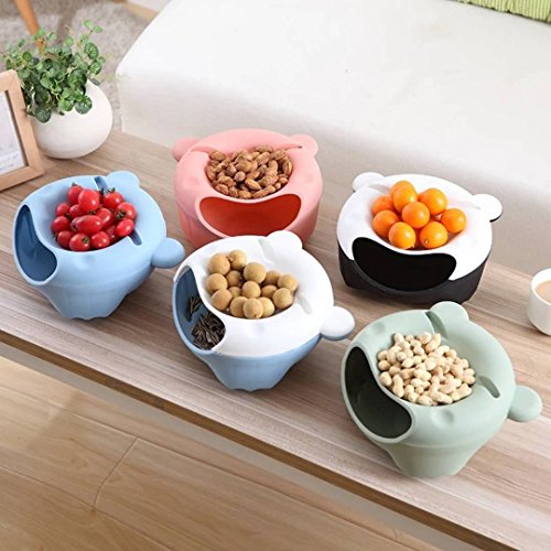 Hipat Snack Bowl with Shell Holder, Cute Bear Double Dish Nut Bowl With Cellphone Holder Slot for Pistachio, Peanuts, Sunflower Seed, Edamame, Cherries, Candies