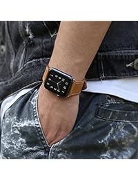 Compatible con Apple Watch Band 1.496 in, MARGE PLUS Correa de repuesto de piel auténtica con cierre de metal inoxidable compatible con Apple Watch Series 3 Series 2 Series 1 Sport and Edition, 38 mm