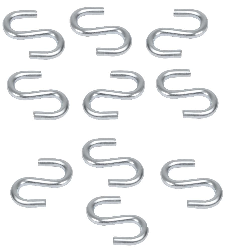 Merriway BH01894 (10 Pcs) Kitchen S-Hook, 25 x 2.4 mm (1 Inch x 3/32 Inch) BZP Steel - Pack of 10 Pieces