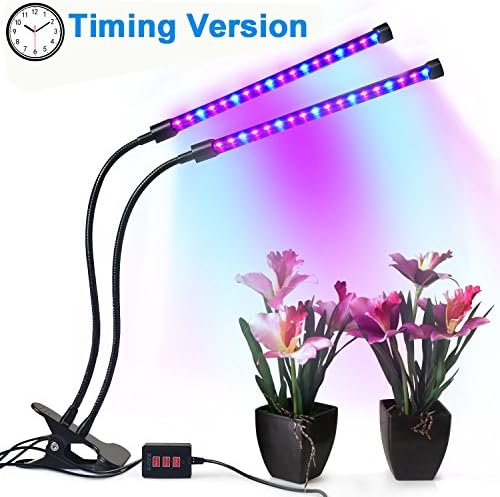 Tankuy Dual Lamp Grow Light Profession Plant Lamp Lights 36LED 4 Levels Timing(3H/6H/12H) with 360 Degree Flexible Gooseneck for Indoor Plants Small Growing Tent Home Hydroponic Garden Greenhouse