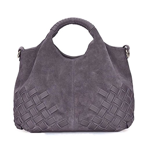 Grey Leather Purse. BOSTANTEN Women's Leather Designer Handbags Tote Purses Shoulder Bucket Bags