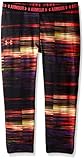 Under Armour Girls' HeatGear Armour Printed Capri, Black/Rocket Red, Youth Medium