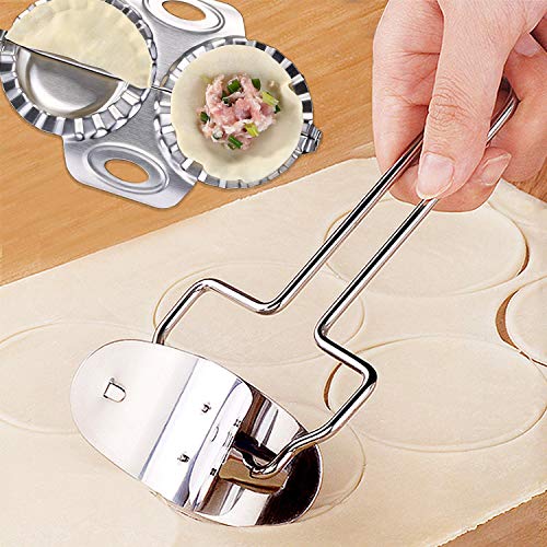 Stainless Steel Dumpling Maker Fast Double Dumpling Mold with Wonton Ravioli Dumpling Wrapper Dough Presser Pelmeni Jiaozi Kitchen Gadget Tool Lager Size 3.35 Inch
