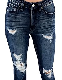 kan puede las damaes de alta Rise destruido Bootcut Jeans kc5075