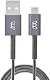 3ft MOS Spring Micro USB Cable, NOT for iPhone, Aluminum Heads with Spring Relief, Deep Grey