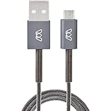 MOS Spring Micro USB Cable, Aluminum Heads with Spring Relief, Deep Grey, 10 ft
