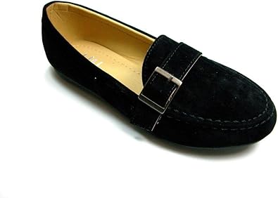 ladies black suede loafers