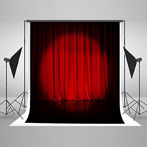 5x7ft Red Stage Curtains Backdrops for Photographers Strong Spotlight Art Show Photo Backgrounds Props J01631
