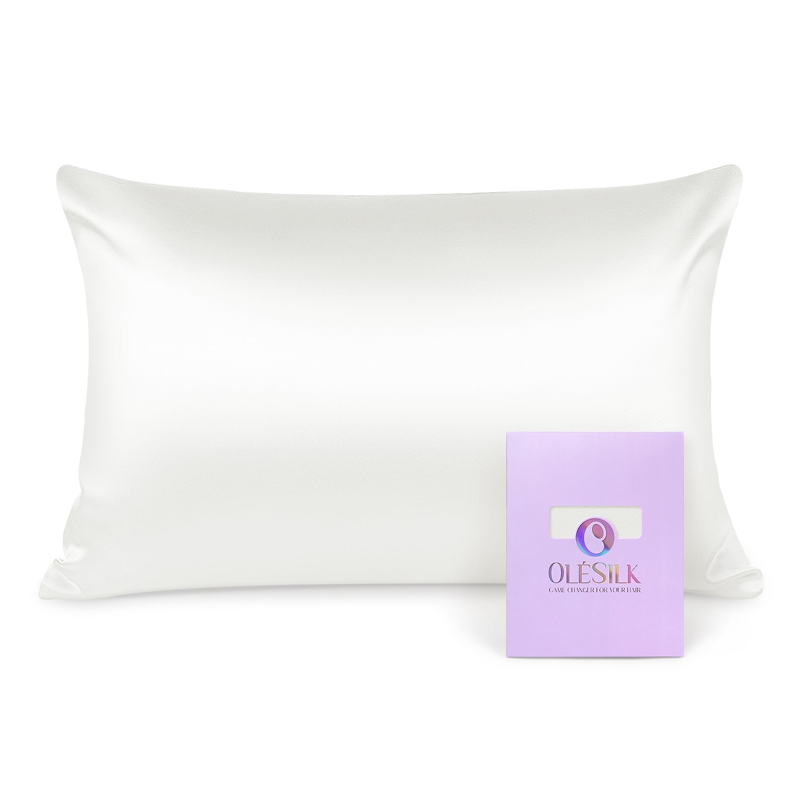 OLESILK 100% Silk Pillowcase for Hair and Skin, Both Sides 16 Momme Real Natural Mulberry Silk, with Hidden Zipper and Gift Box, 1pc, Ivory, 50x75cm